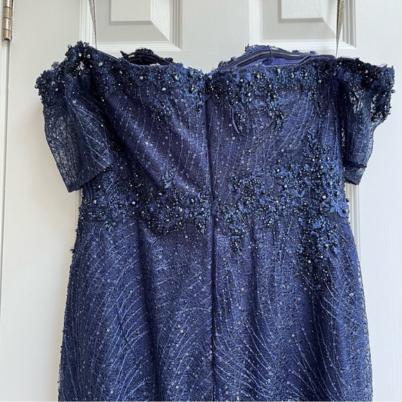 [rina dimontella] formal sweetheart embellished column gown blue - Picture 12 of 16